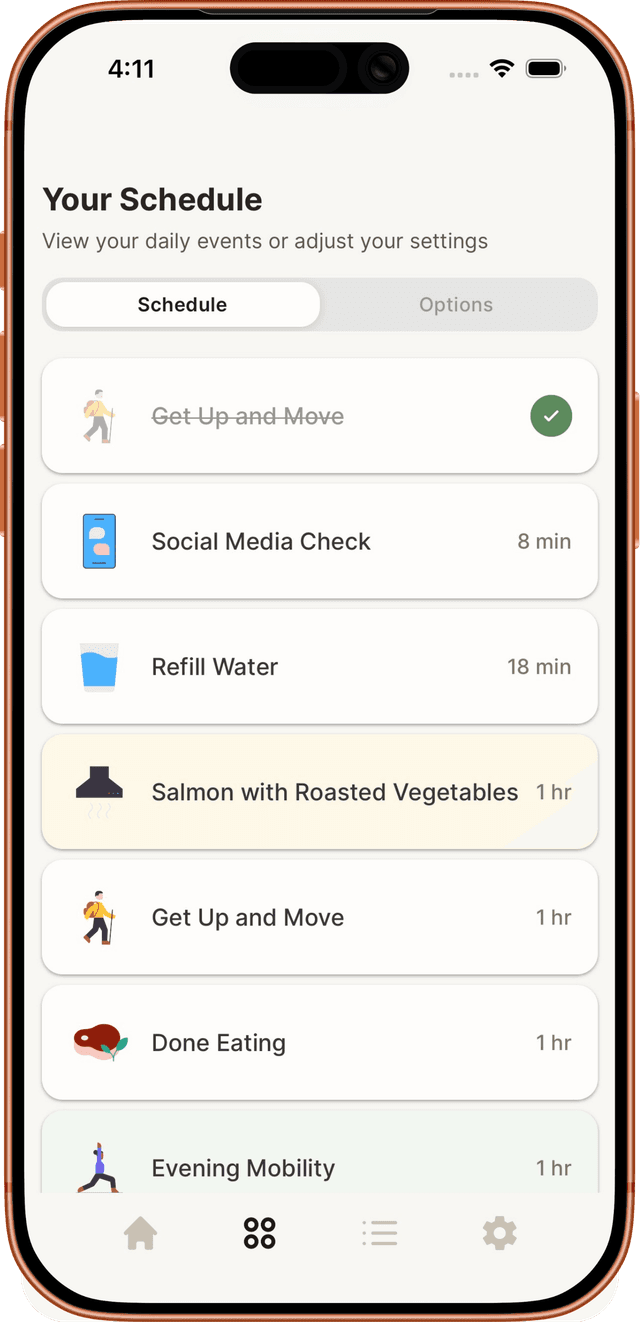 Marit personalized daily schedule