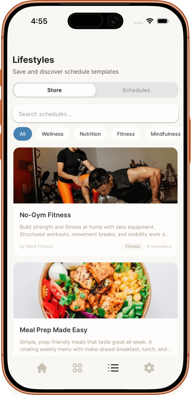 Marit lifestyle store with routine templates